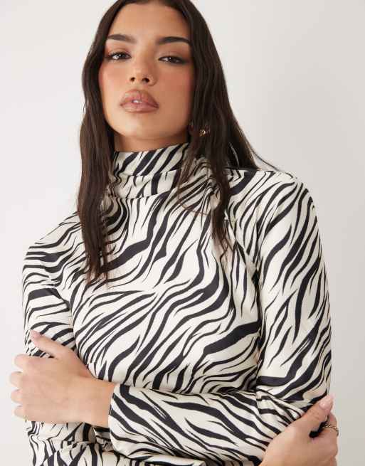 ASOS DESIGN bias high neck maxi dress in zebra print, 2 of 4