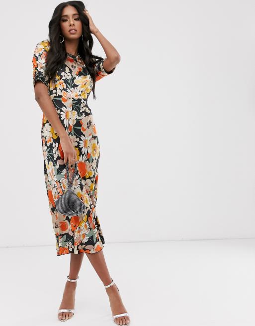 Asos midi on sale dress with sleeves