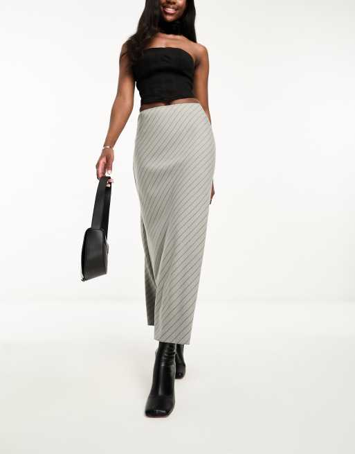 Grey pinstripe pencil clearance skirt