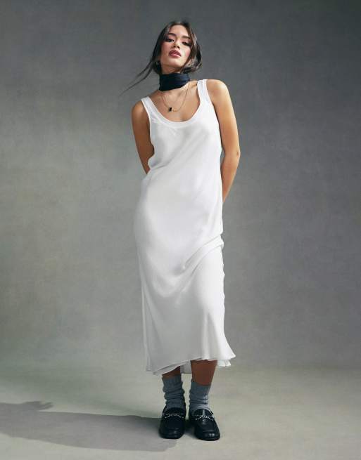 Asos white slip dress on sale