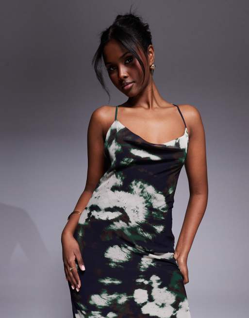 ASOS DESIGN bias strappy cross back maxi dress in abstract print , 4 of 4
