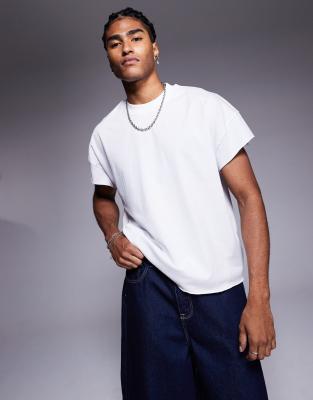 ASOS DESIGN – Biały bardzo gruby T-shirt pudełkowy oversize - view 1