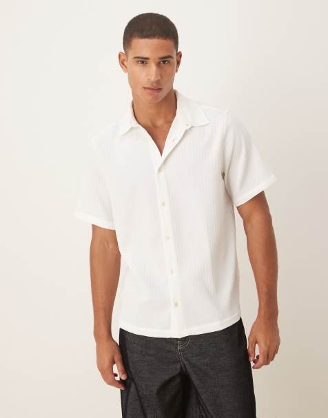 ASOS DESIGN relaxed textured shirt in white