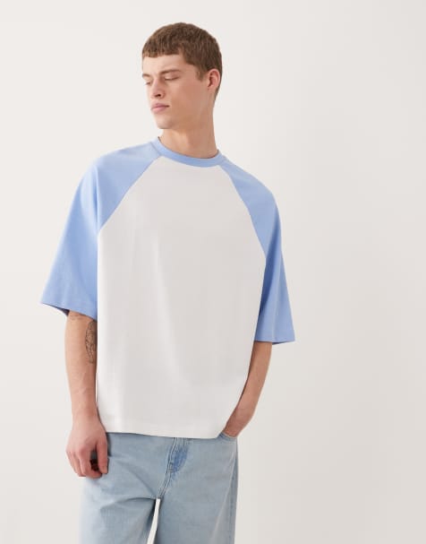 ASOS DESIGN – Biały fakturowany T-shirt oversize z raglanowymi rękawami z grubego materiału - view 1