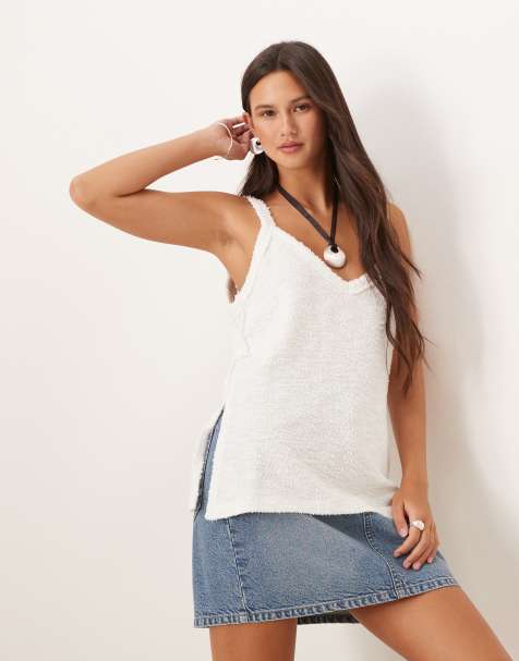 ASOS DESIGN – Biały fakturowany top na ramiączkach - view 1