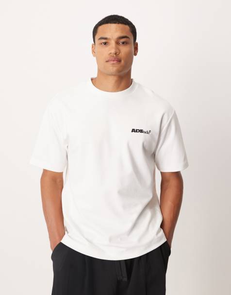 ASOS DESIGN – Biały gruby i miękki T-shirt oversize z nadrukiem tekstowym - view 1