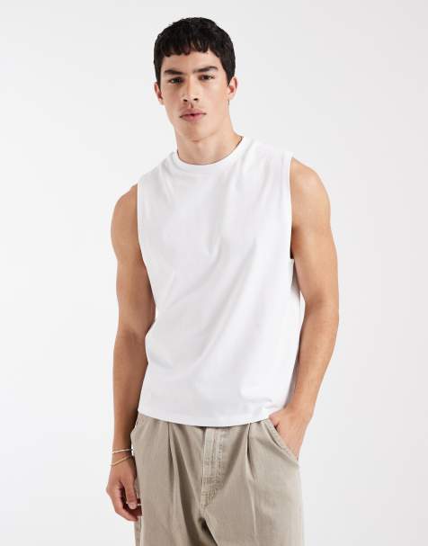 ASOS DESIGN – Biały gruby pudełkowy top oversize bez rękawów - view 1