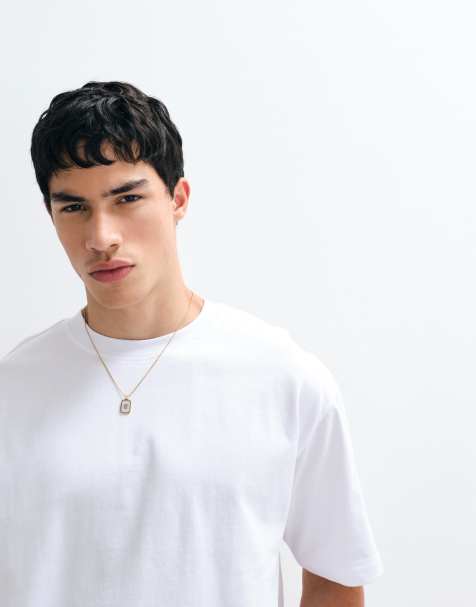 ASOS DESIGN – Biały gruby T-shirt o luźnym kroju - view 1