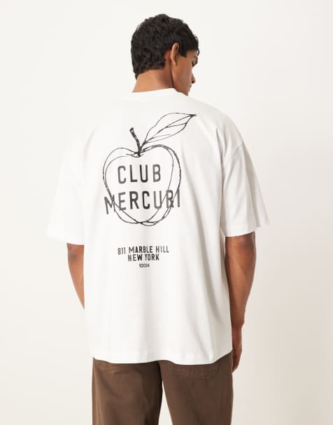 ASOS DESIGN – Biały gruby T-shirt oversize z nadrukiem jabłka - view 1