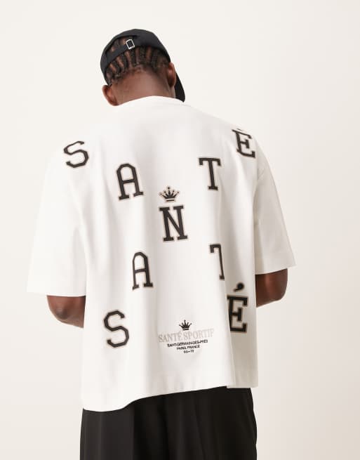 ASOS DESIGN – Biały gruby T-shirt premium o kroju pudełkowym oversize z nadrukiem tekstu na plecach