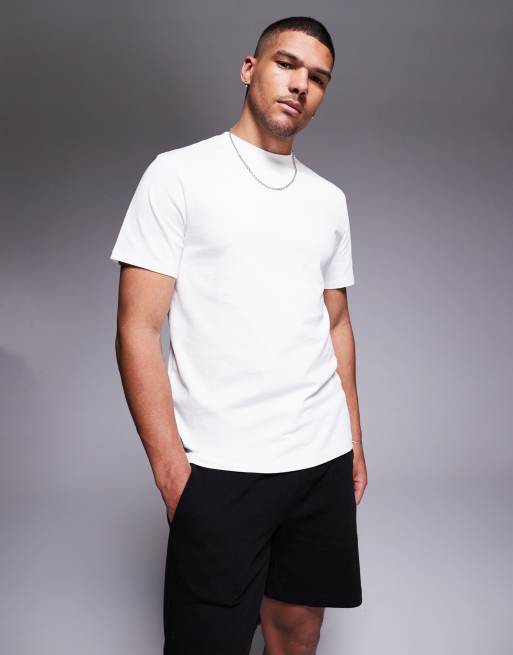 ASOS DESIGN – Biały gruby T-shirt z okrągłym dekoltem o gramaturze 240 g/m² 