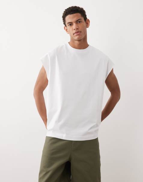 ASOS DESIGN – Biały gruby top bez rękawów oversize z krótkimi rękawkami - view 1