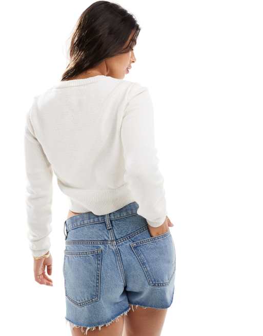 ASOS DESIGN – Biały kardigan w haftowany wzór w truskawki, 4 z 4