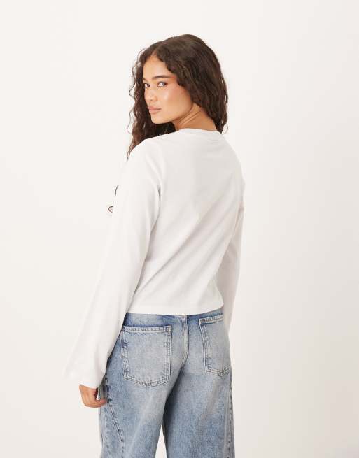 ASOS DESIGN – Biały kopertowy top z długimi rękawami, 2 z 4