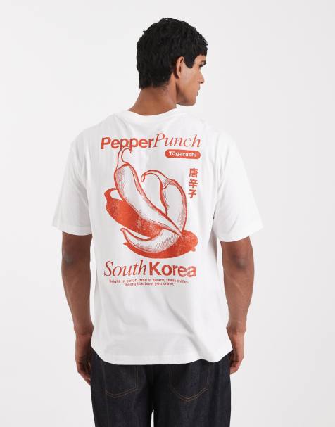 ASOS DESIGN – Biały, luźny T-shirt z grafiką z papryczkami chilli - view 1