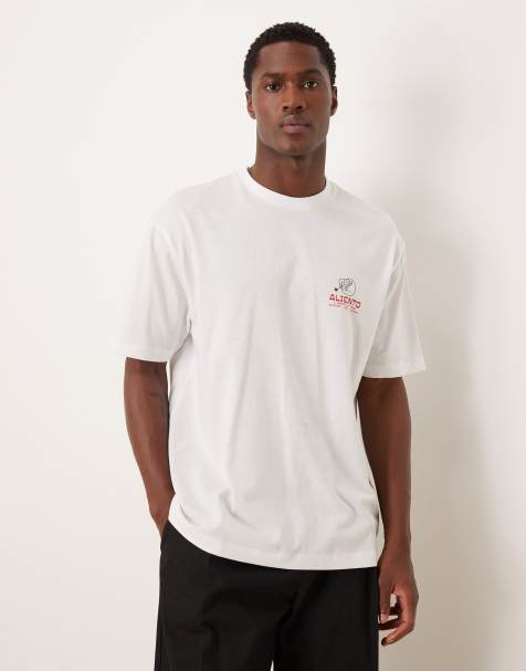 ASOS DESIGN – Biały luźny T-shirt z małą grafiką - view 1