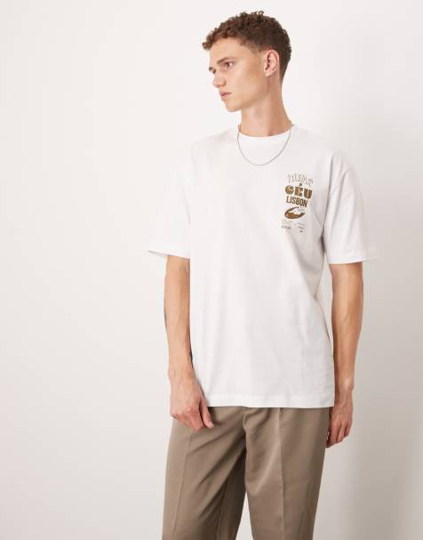 ASOS DESIGN relaxed t-shirt with destination print in white 