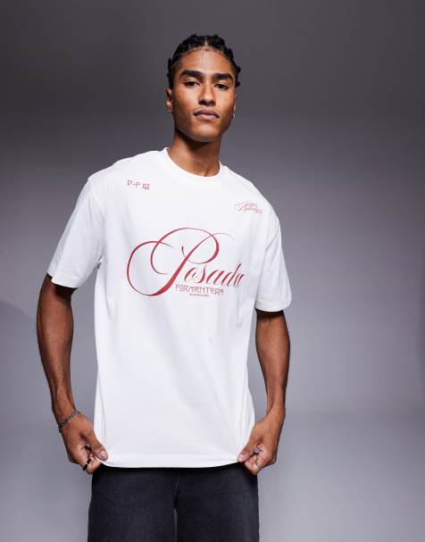 ASOS DESIGN – Biały luźny T-shirt z nadrukiem tekstowym - view 1