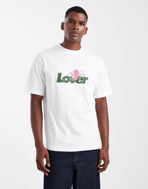 ASOS DESIGN relaxed t-shirt with text graphic in white