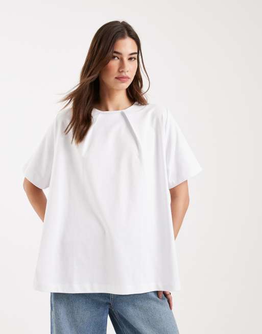 ASOS DESIGN – Biały luźny top z zakładkami przy dekolcie, 3 z 4