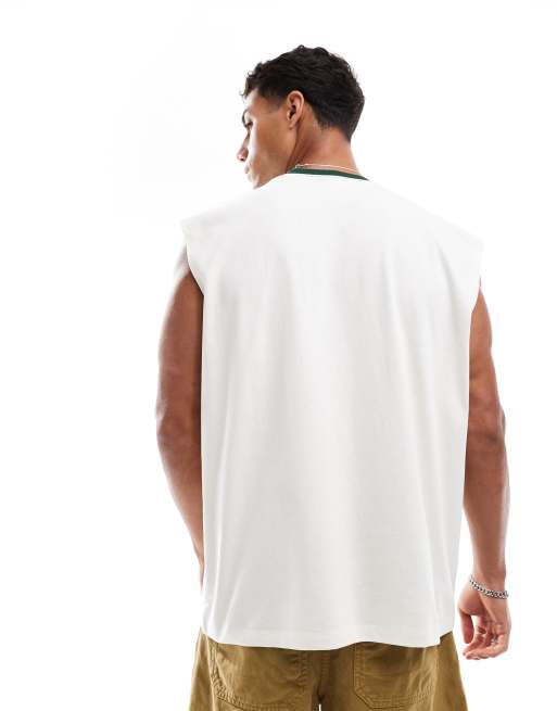ASOS DESIGN – Biały podkoszulek bez rękawów oversize z grafiką piłkarską, 3 z 4