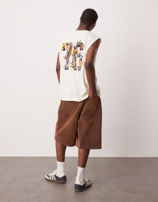 ASOS DESIGN – Biały podkoszulek oversize ze sportową grafiką z kwiatami - view 1