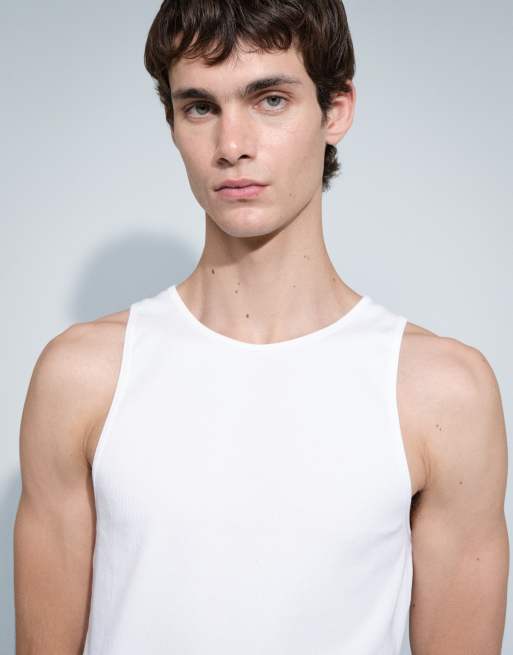 ASOS DESIGN – Biały prążkowany podkoszulek basic o kroju podkreślającym sylwetkę, 3 z 7