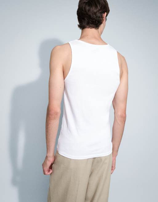 ASOS DESIGN – Biały prążkowany podkoszulek basic o kroju podkreślającym sylwetkę, 4 z 7