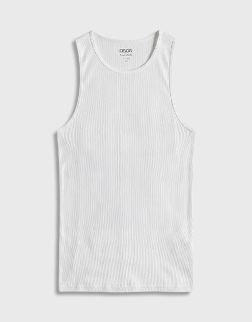 ASOS DESIGN – Biały prążkowany podkoszulek basic o kroju podkreślającym sylwetkę, 6 z 7