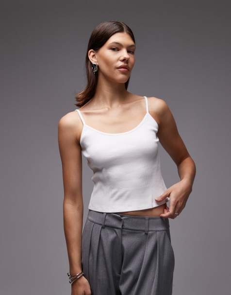 ASOS Design rib cami vest top in white