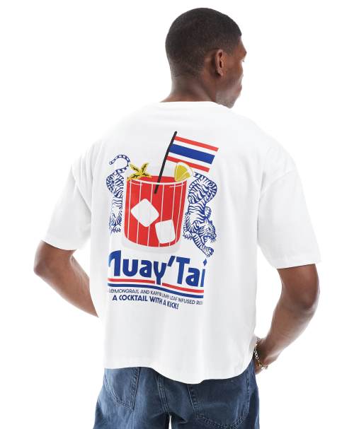 ASOS DESIGN – Biały pudełkowy T-shirt oversize z grafiką na plecach - view 1