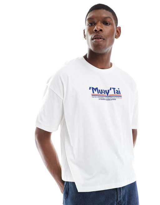 ASOS DESIGN – Biały pudełkowy T-shirt oversize z grafiką na plecach, 2 z 4