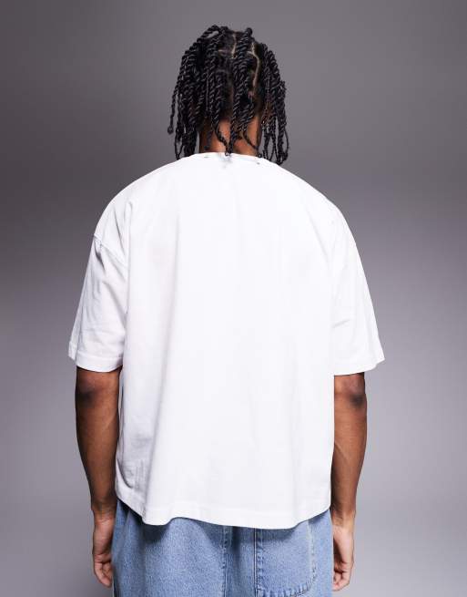 ASOS DESIGN – Biały pudełkowy T-shirt oversize z grafiką z chleba, 2 z 4