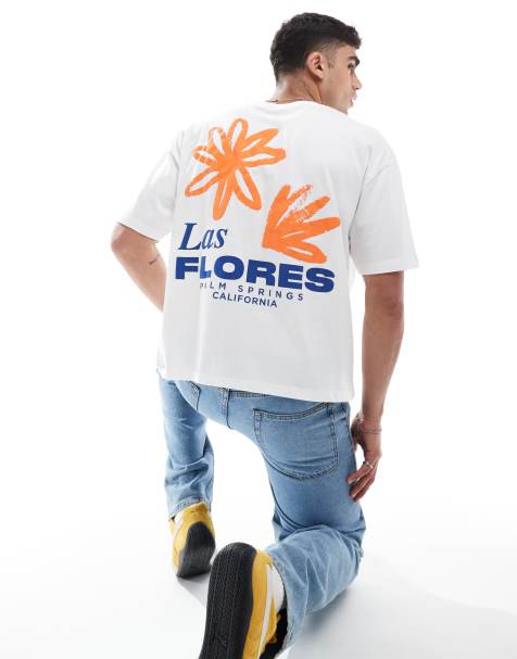 ASOS DESIGN boxy oversized t-shirt with floral graphic in white