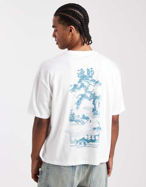 ASOS DESIGN – Biały pudełkowy T-shirt oversize z krajobrazową grafiką - view 1