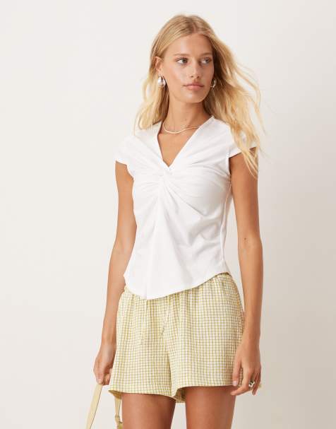 ASOS DESIGN twist front t-shirt in white