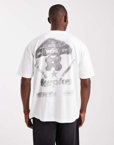 ASOS DESIGN relaxed t-shirt with dropped shoulder and street graphic in white