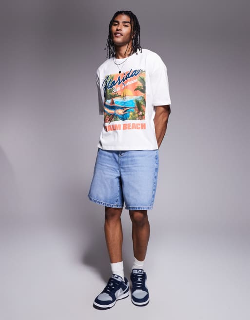 ASOS DESIGN – Biały T-shirt o pudełkowym kroju oversize z letnią grafiką, 4 z 4