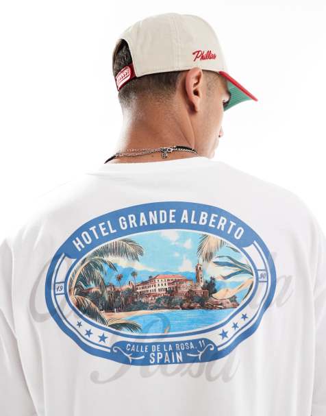 ASOS DESIGN boxy oversized t-shirt with summer back graphic in white