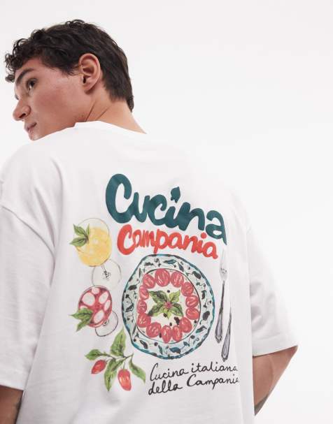 ASOS DESIGN – Biały T-shirt o pudełkowym kroju oversize, z motywem jedzenia i picia na plecach - view 1