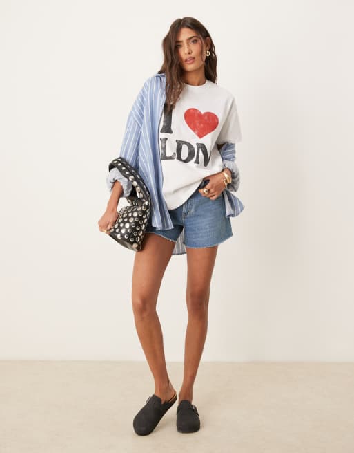 ASOS DESIGN – Biały T-shirt o regularnym kroju z grafiką „I <3 LDN”, 2 z 4