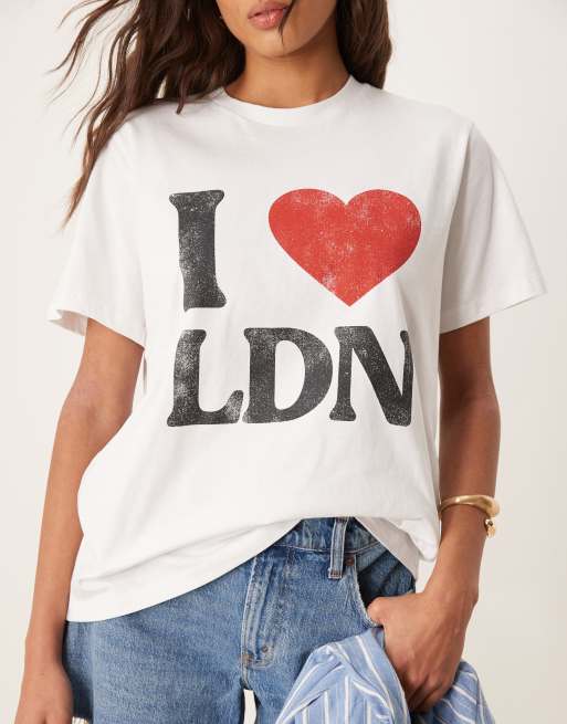 ASOS DESIGN – Biały T-shirt o regularnym kroju z grafiką „I <3 LDN”, 4 z 4