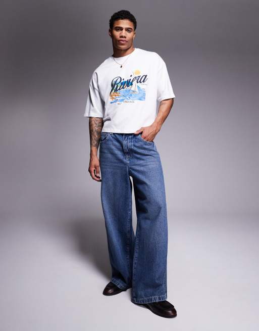 ASOS DESIGN – Biały T-shirt oversize o krótkim fasonie z żeglarską grafiką, 4 z 4