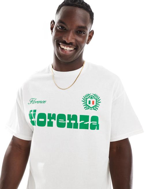 ASOS DESIGN – Biały T-shirt oversize o pudełkowym kroju ze sportowym nadrukiem na klatce piersiowej