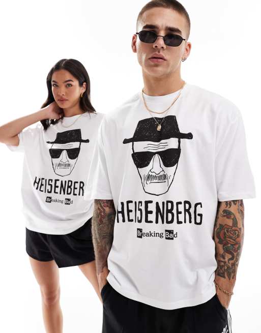 ASOS DESIGN – Biały T-shirt oversize unisex z licencjonowaną grafiką z motywem Breaking Bad