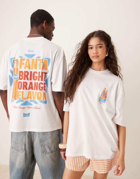 ASOS DESIGN – Biały T-shirt oversize unisex z licencjonowanym nadrukiem Fanta - view 1
