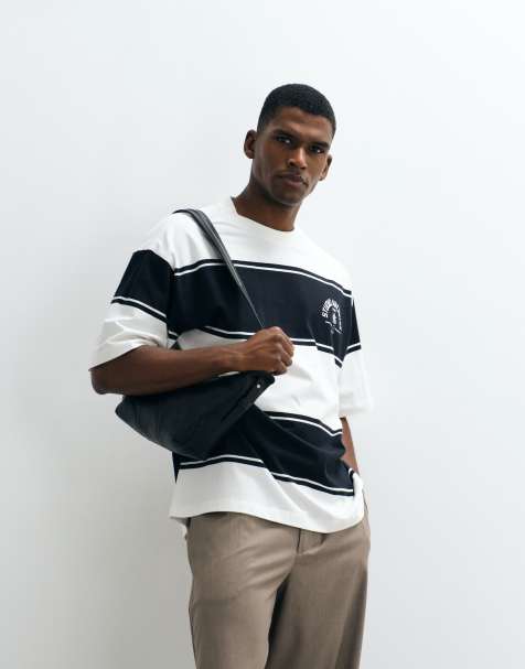 ASOS DESIGN – Biały T-shirt oversize w paski - view 1