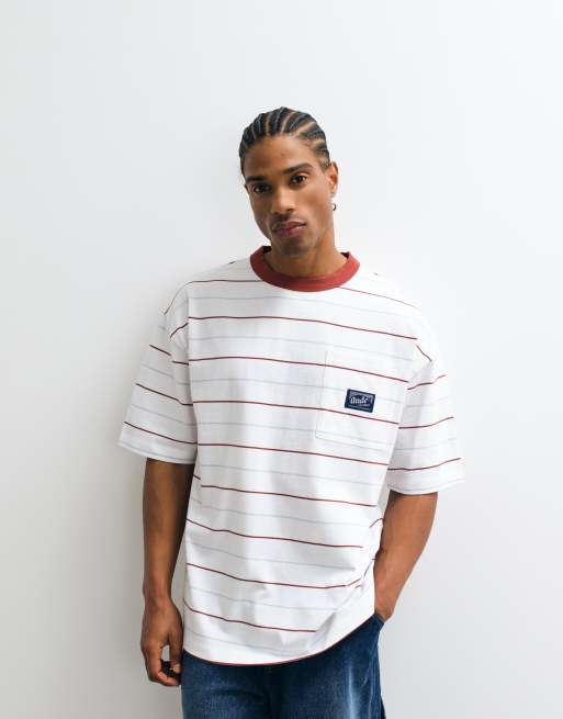 ASOS DESIGN – Biały T-shirt oversize w paski, 4 z 5
