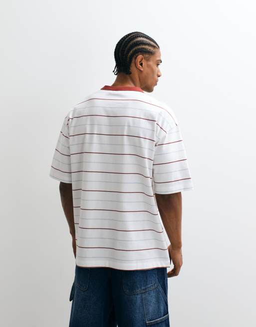 ASOS DESIGN – Biały T-shirt oversize w paski, 5 z 5