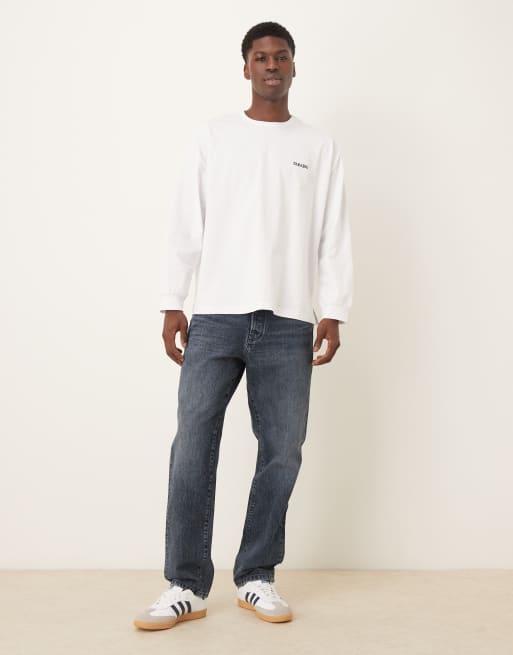 ASOS DESIGN – Biały T-shirt oversize z długimi rękawami i haftem, 2 z 5